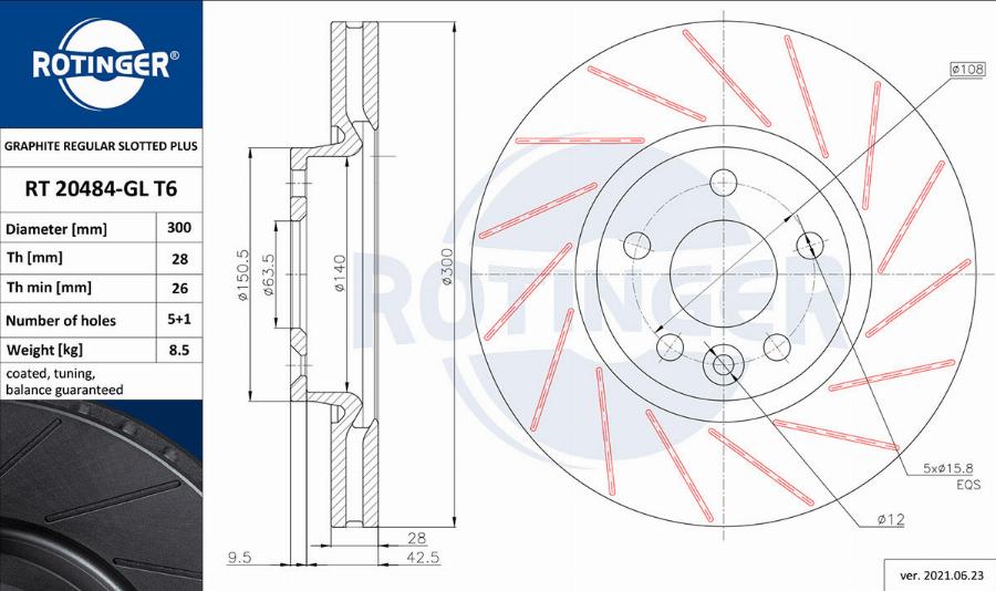 Rotinger RT 20484-GL T6 - Bremžu diski adetalas.lv