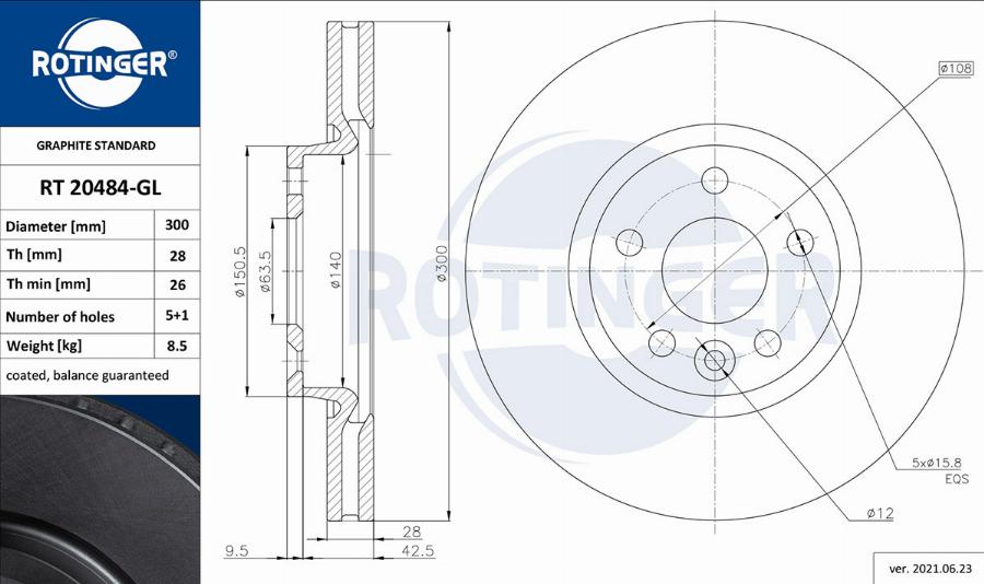 Rotinger RT 20484-GL - Bremžu diski adetalas.lv