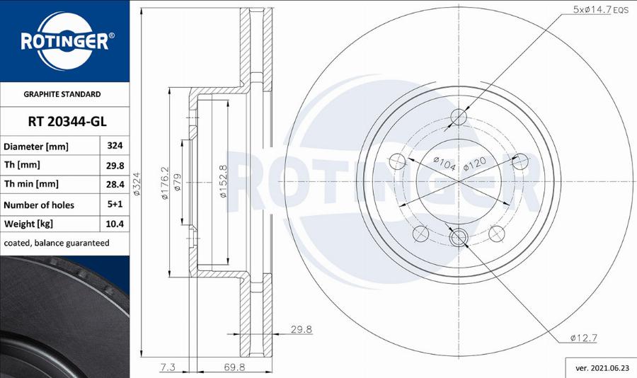 Rotinger RT 20344-GL - Bremžu diski adetalas.lv