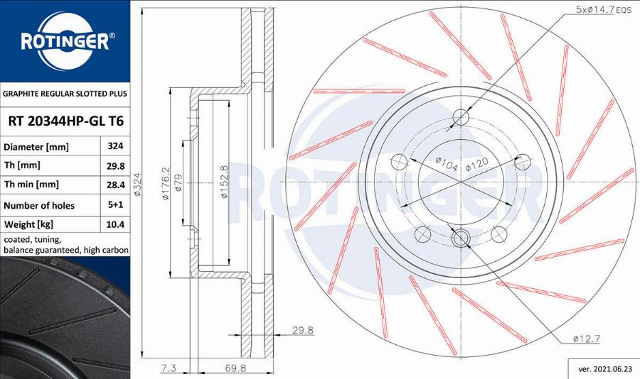 Rotinger RT 20344HP-GL T6 - Bremžu diski adetalas.lv