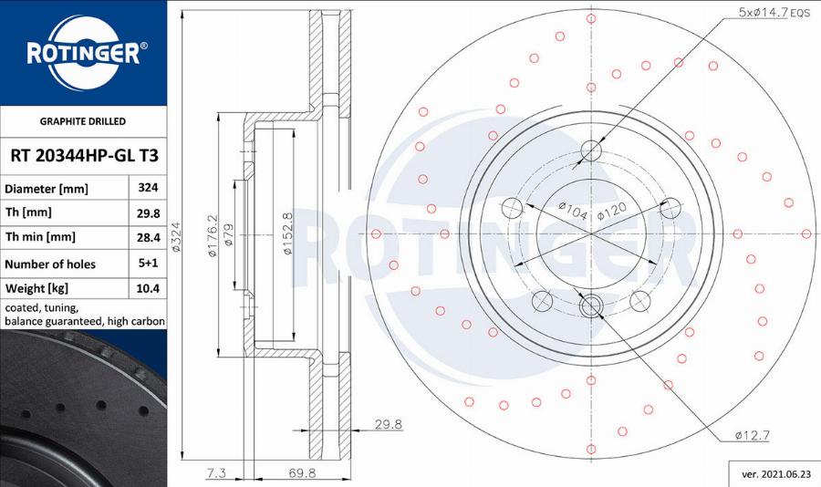 Rotinger RT 20344HP-GL T3 - Bremžu diski adetalas.lv