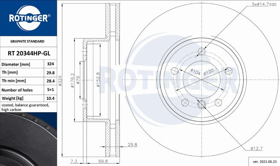 Rotinger RT 20344HP-GL - Bremžu diski adetalas.lv