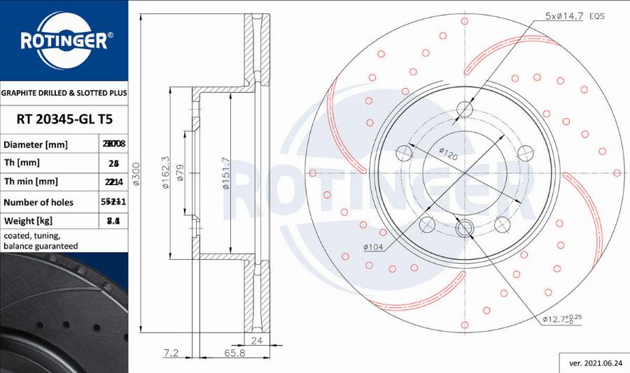 Rotinger RT 20345-GL T5 - Bremžu diski adetalas.lv