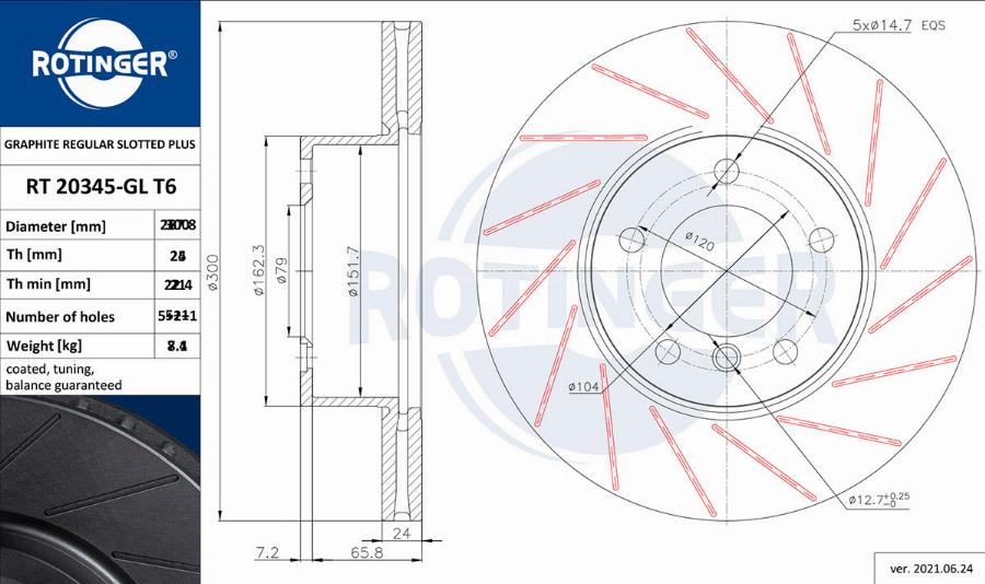 Rotinger RT 20345-GL T6 - Bremžu diski adetalas.lv