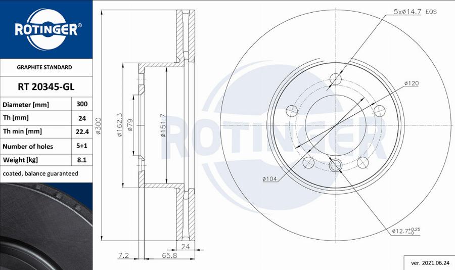 Rotinger RT 20345-GL - Bremžu diski adetalas.lv