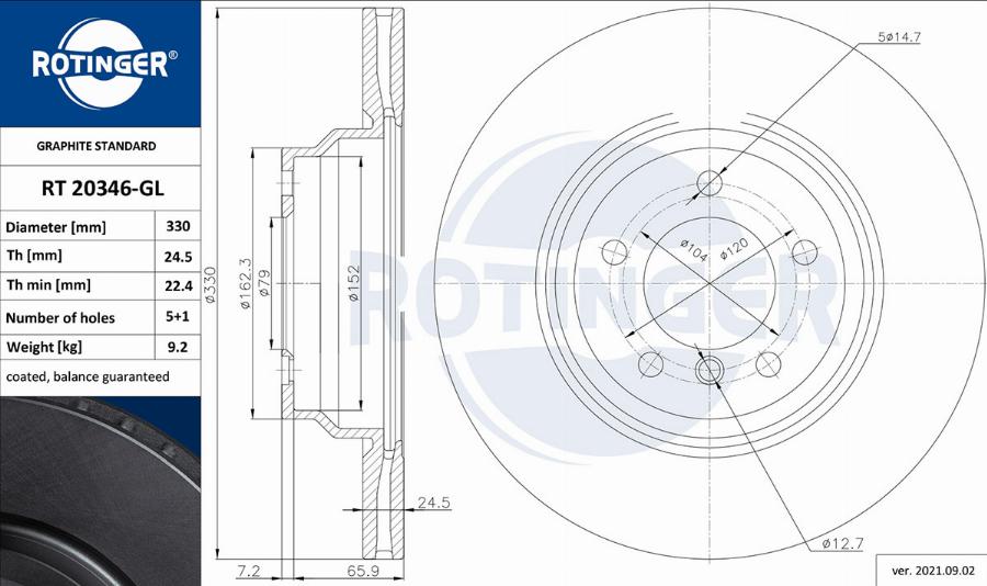 Rotinger RT 20346-GL - Bremžu diski adetalas.lv