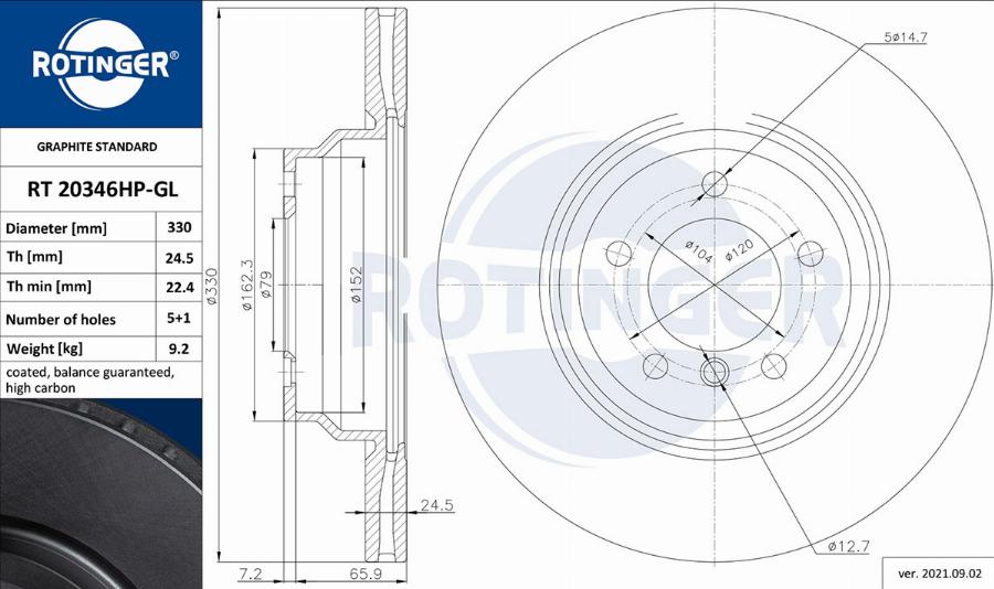 Rotinger RT 20346HP-GL - Bremžu diski adetalas.lv