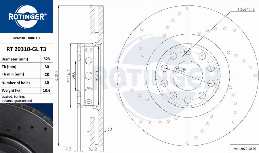 Rotinger RT 20310-GL T3 - Bremžu diski adetalas.lv