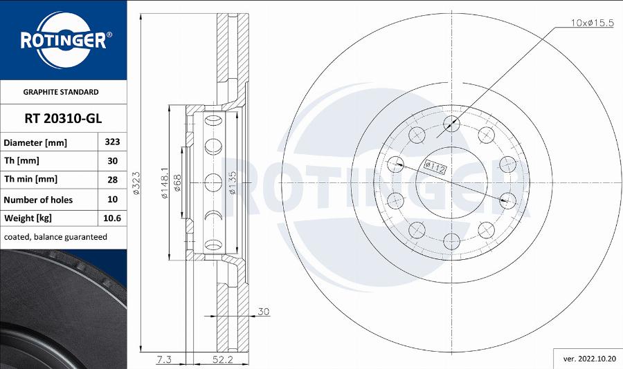 Rotinger RT 20310-GL - Bremžu diski adetalas.lv