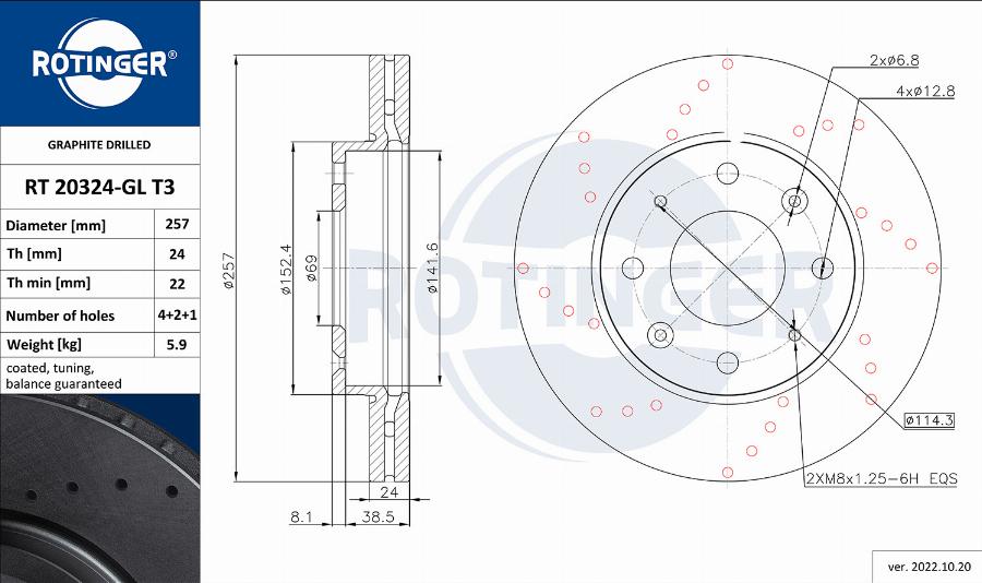 Rotinger RT 20324-GL T3 - Bremžu diski adetalas.lv