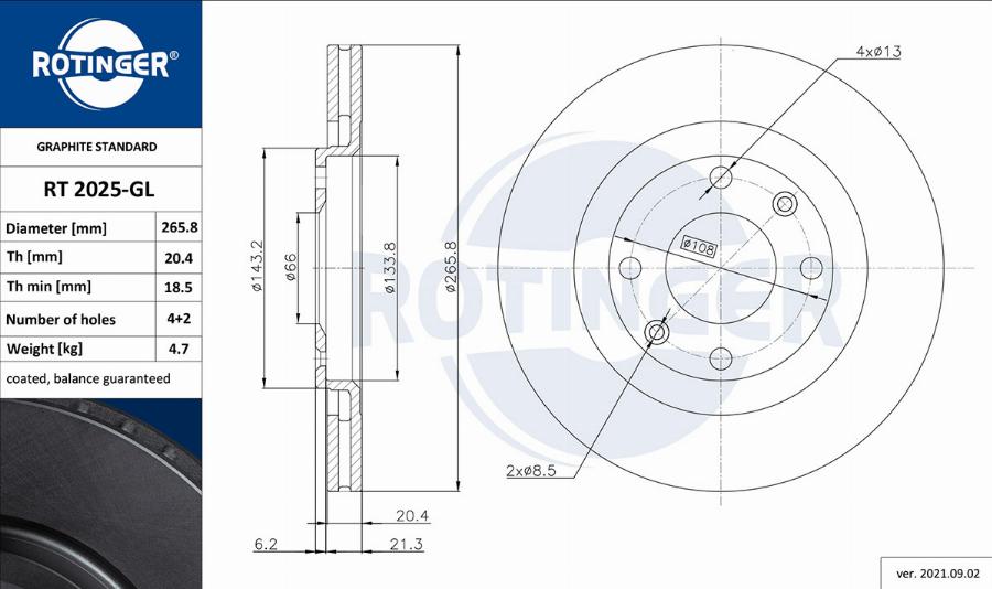 Rotinger RT 2025-GL - Bremžu diski adetalas.lv