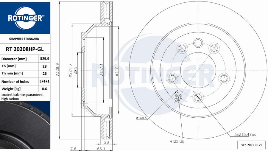 Rotinger RT 20208HP-GL - Bremžu diski adetalas.lv