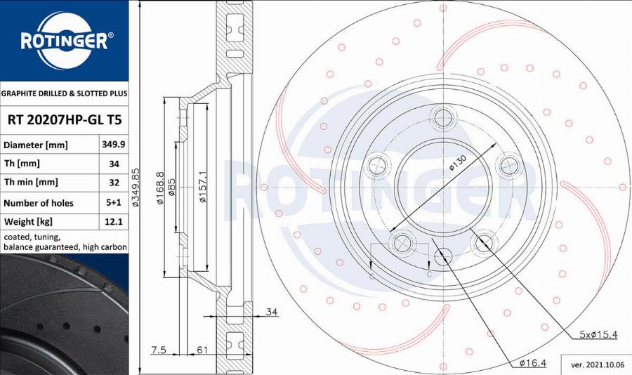 Rotinger RT 20207HP-GL T5 - Bremžu diski adetalas.lv