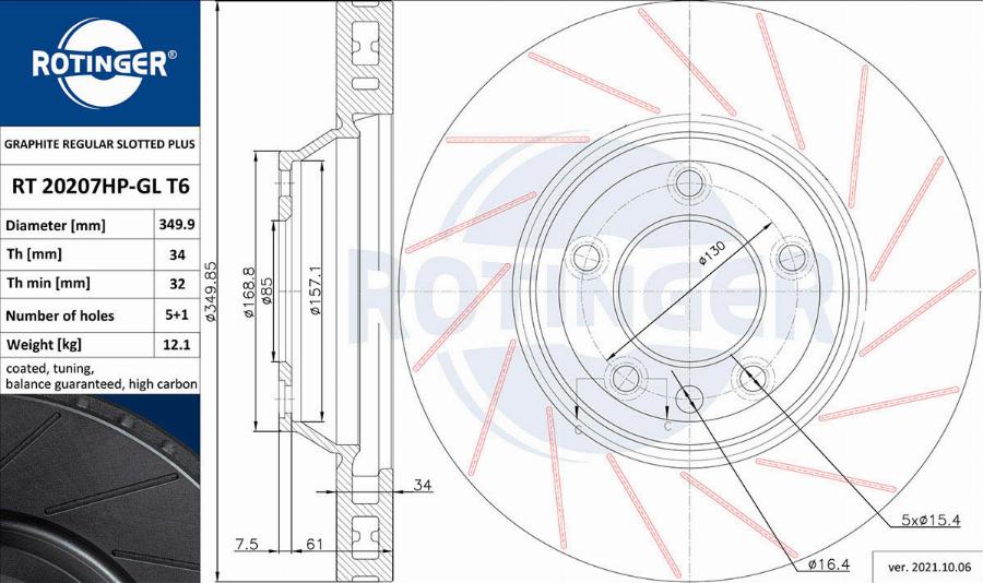 Rotinger RT 20207HP-GL T6 - Bremžu diski adetalas.lv