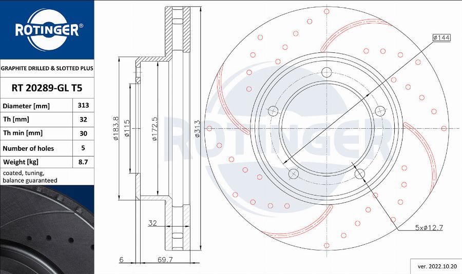 Rotinger RT 20289-GL T5 - Bremžu diski adetalas.lv