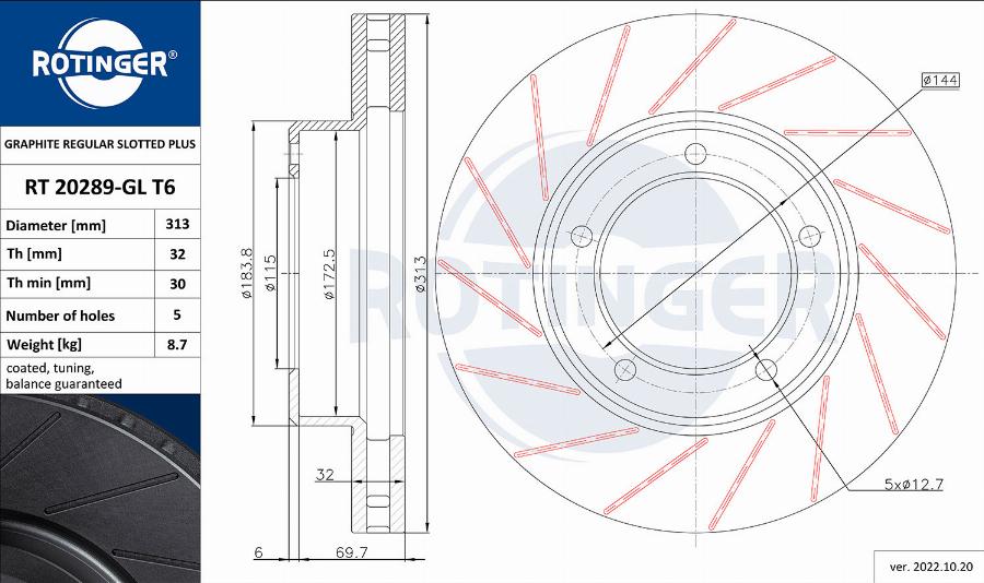 Rotinger RT 20289-GL T6 - Bremžu diski adetalas.lv