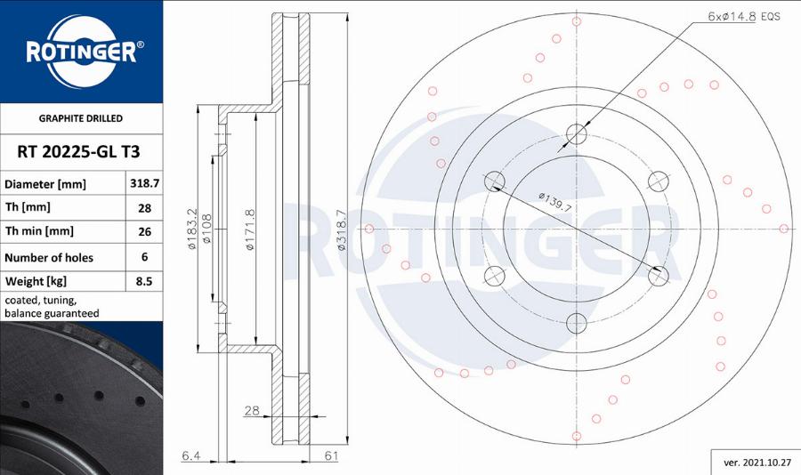 Rotinger RT 20225-GL T3 - Bremžu diski adetalas.lv