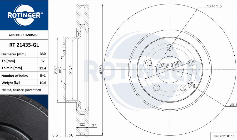 Rotinger RT 21435-GL - Bremžu diski adetalas.lv