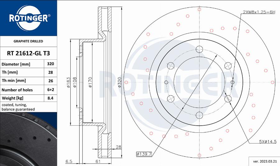 Rotinger RT 21612-GL T3 - Bremžu diski adetalas.lv