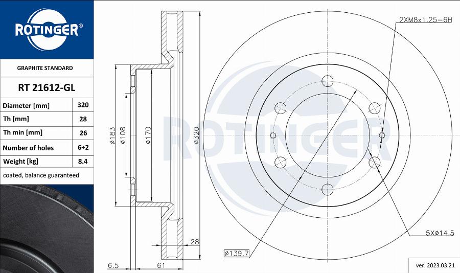 Rotinger RT 21612-GL - Bremžu diski adetalas.lv