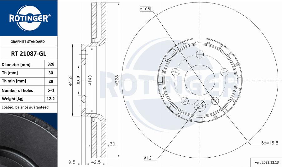 Rotinger RT 21087-GL - Bremžu diski adetalas.lv