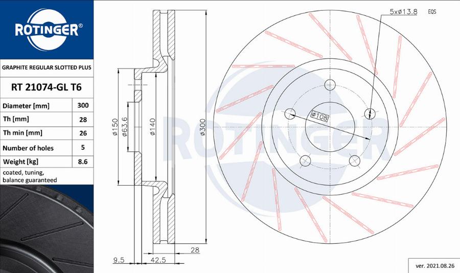 Rotinger RT 21074-GL T6 - Bremžu diski adetalas.lv