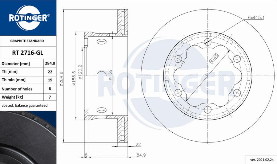 Rotinger RT 2716-GL - Bremžu diski adetalas.lv