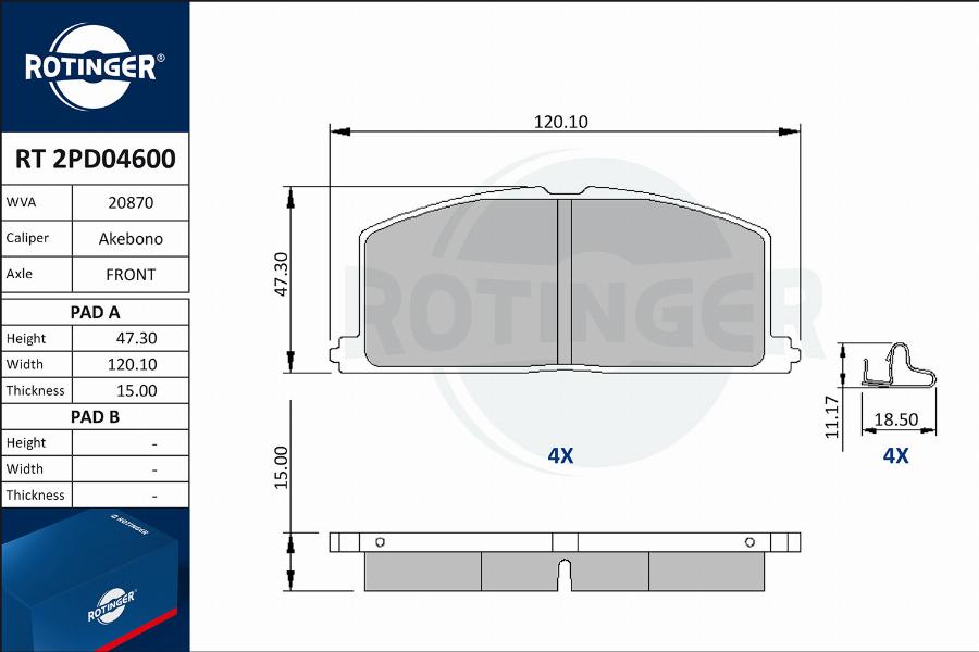 Rotinger RT 2PD04600 - Bremžu uzliku kompl., Disku bremzes adetalas.lv