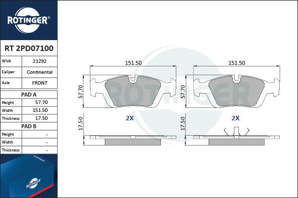 Rotinger RT 2PD07100 - Bremžu uzliku kompl., Disku bremzes adetalas.lv