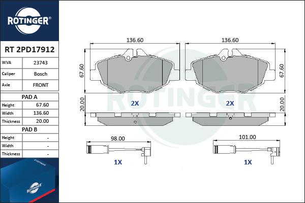 Rotinger RT 2PD17912 - Bremžu uzliku kompl., Disku bremzes adetalas.lv