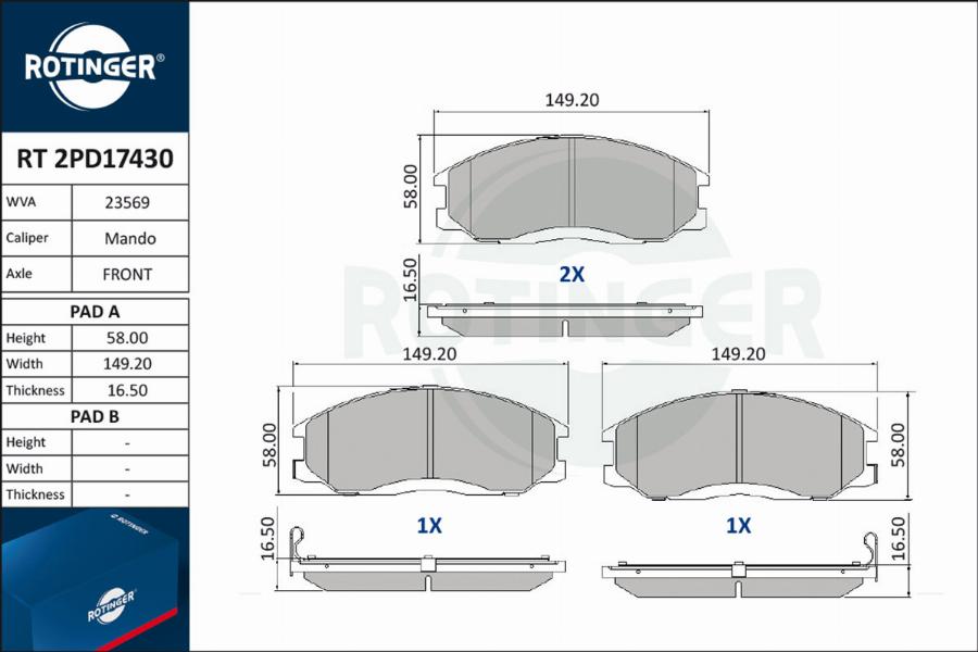 Rotinger RT 2PD17430 - Bremžu uzliku kompl., Disku bremzes adetalas.lv