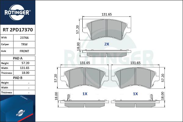 Rotinger RT 2PD17370 - Bremžu uzliku kompl., Disku bremzes adetalas.lv