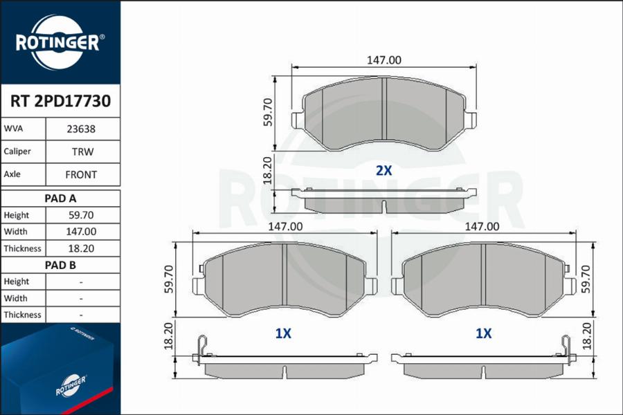 Rotinger RT 2PD17730 - Bremžu uzliku kompl., Disku bremzes adetalas.lv