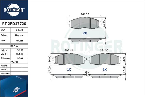 Rotinger RT 2PD17720 - Bremžu uzliku kompl., Disku bremzes adetalas.lv