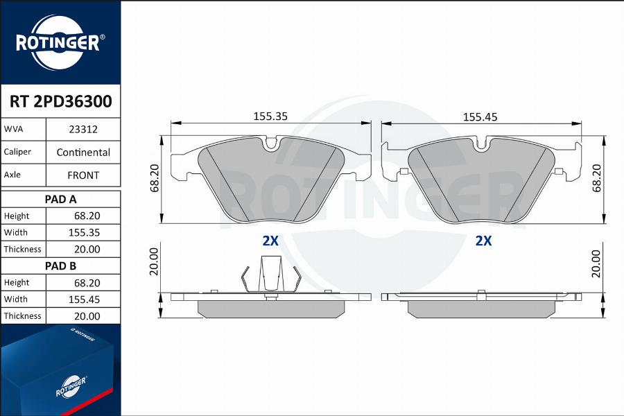 Rotinger RT 2PD36300 - Bremžu uzliku kompl., Disku bremzes adetalas.lv