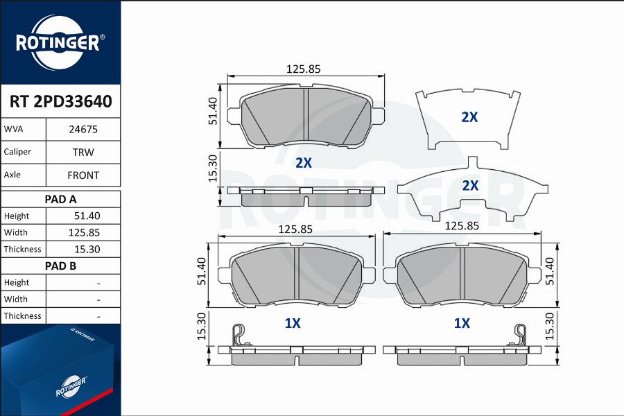 Rotinger RT 2PD33640 - Bremžu uzliku kompl., Disku bremzes adetalas.lv