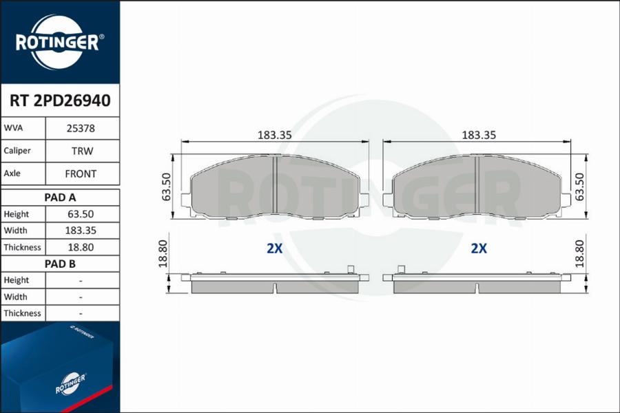 Rotinger RT 2PD26940 - Bremžu uzliku kompl., Disku bremzes adetalas.lv