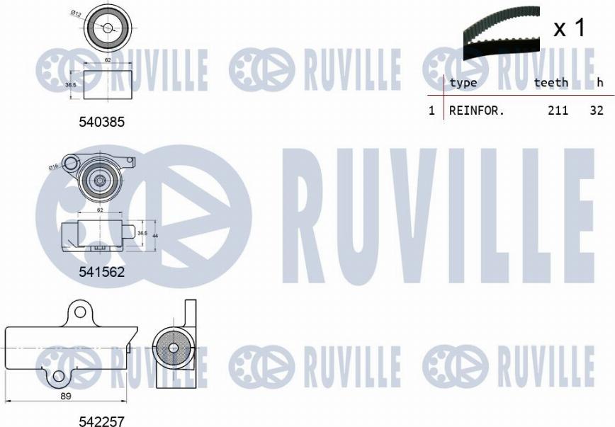 Ruville 550461 - Zobsiksnas komplekts adetalas.lv