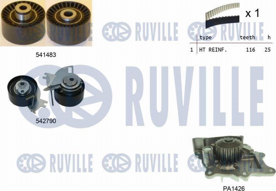 Ruville 5504271 - Ūdenssūknis + Zobsiksnas komplekts adetalas.lv