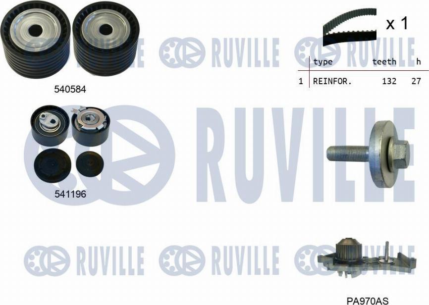 Ruville 5501091 - Ūdenssūknis + Zobsiksnas komplekts adetalas.lv