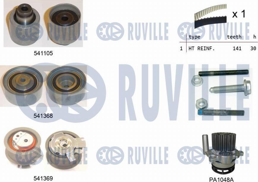 Ruville 5501261 - Ūdenssūknis + Zobsiksnas komplekts adetalas.lv