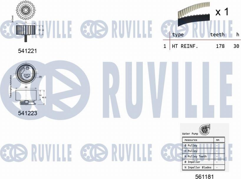 Ruville 5501221 - Ūdenssūknis + Zobsiksnas komplekts adetalas.lv