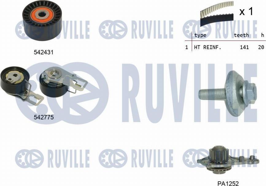 Ruville 5503951 - Ūdenssūknis + Zobsiksnas komplekts adetalas.lv