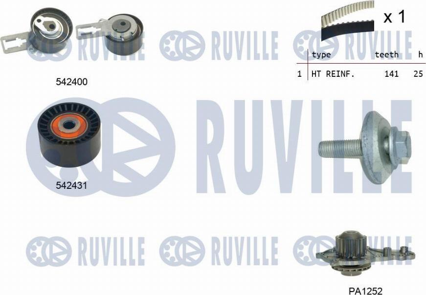 Ruville 5503581 - Ūdenssūknis + Zobsiksnas komplekts adetalas.lv