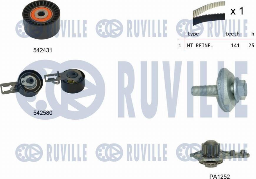 Ruville 5503691 - Ūdenssūknis + Zobsiksnas komplekts adetalas.lv