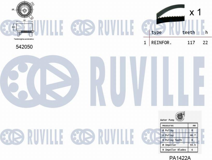 Ruville 5503041 - Ūdenssūknis + Zobsiksnas komplekts adetalas.lv