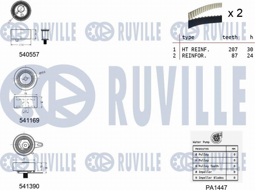 Ruville 5503831 - Ūdenssūknis + Zobsiksnas komplekts adetalas.lv