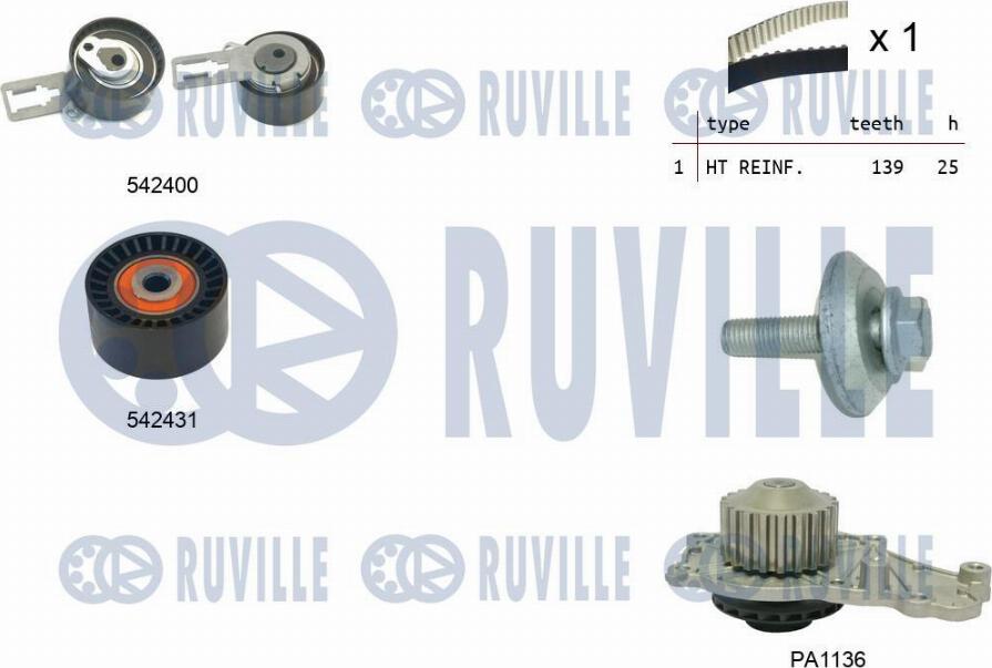 Ruville 5503791 - Ūdenssūknis + Zobsiksnas komplekts adetalas.lv