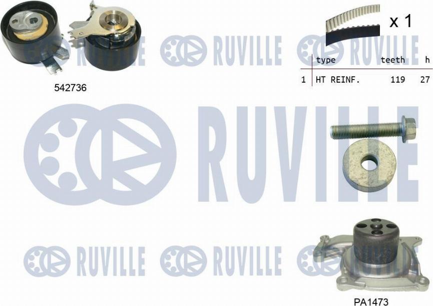 Ruville 5503781 - Ūdenssūknis + Zobsiksnas komplekts adetalas.lv