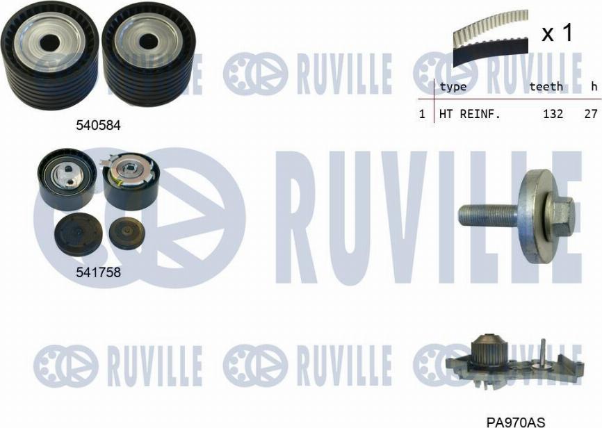 Ruville 5502981 - Ūdenssūknis + Zobsiksnas komplekts adetalas.lv